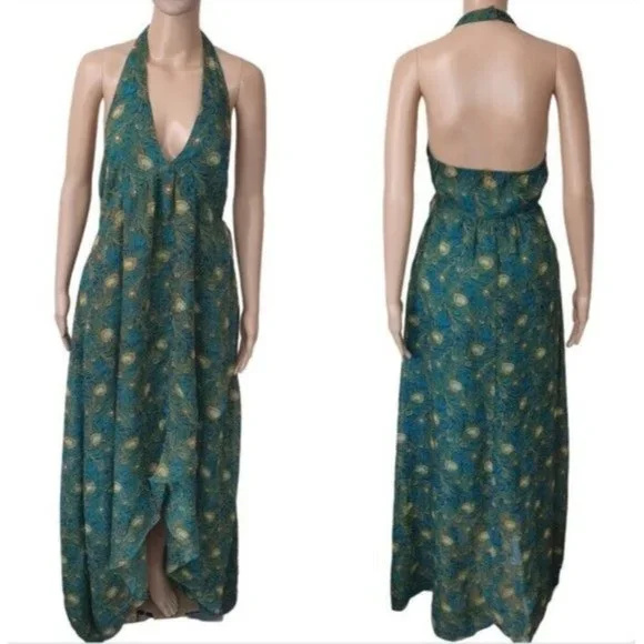 green emerald velvet dress Pinkblush Olive Pleated Maternity Halter Dress Medium main image 0
